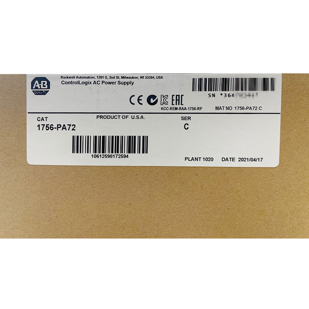 2021 New Sealed AB 1756-PA72 /C ControlLogix AC Power Supply US Free Tax