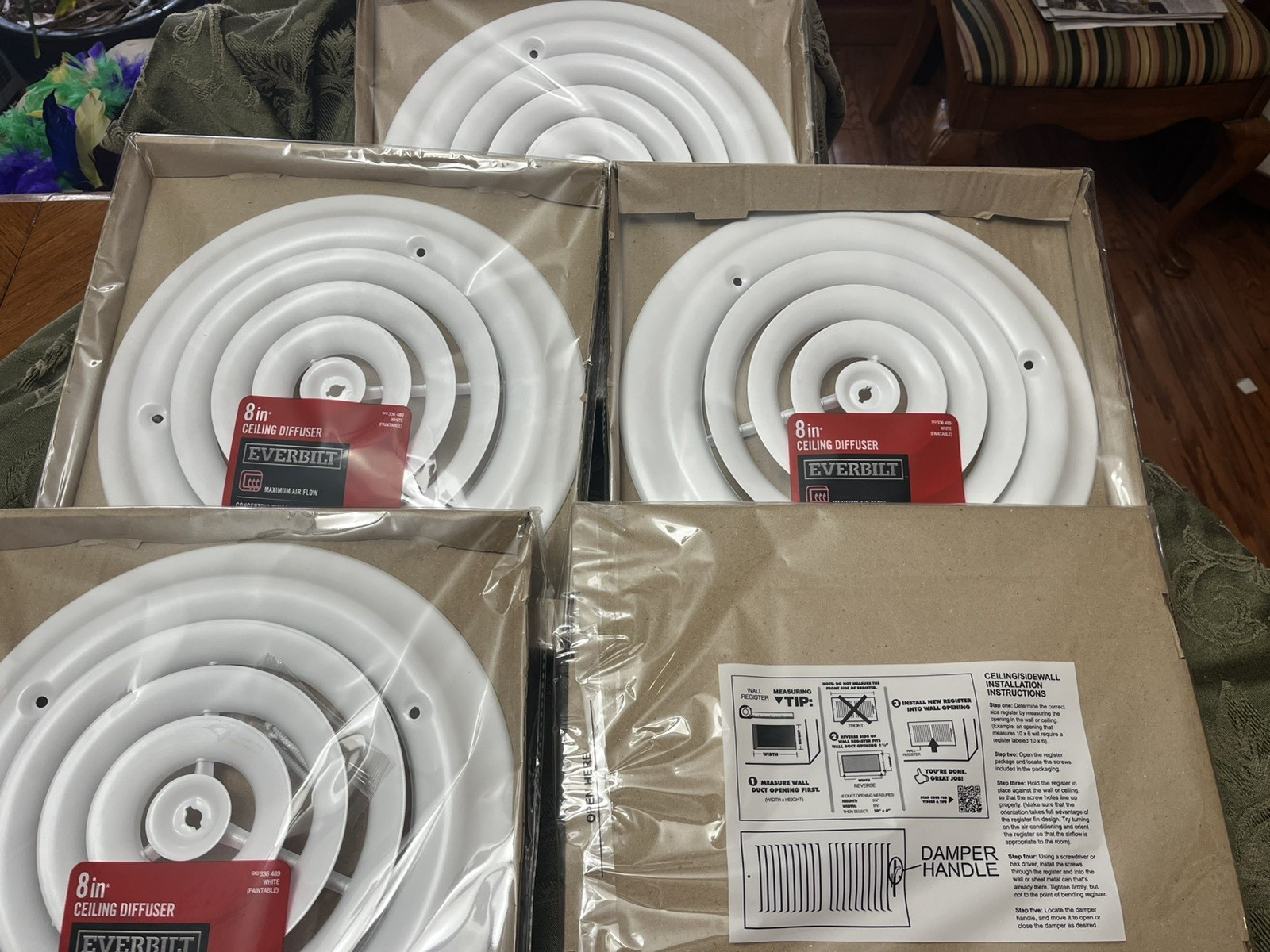 EVERBILT  8''Ceiling Diffuser , Steel Round Powder Coat White  Maximum Air Flow