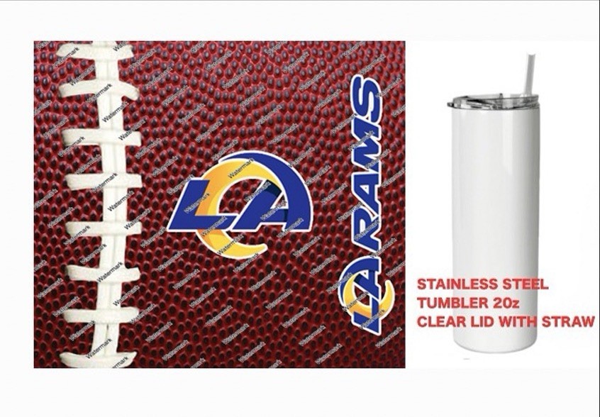 LA RAMS   - Pig skin Football - Tumbler 20 oz Stainless Steel