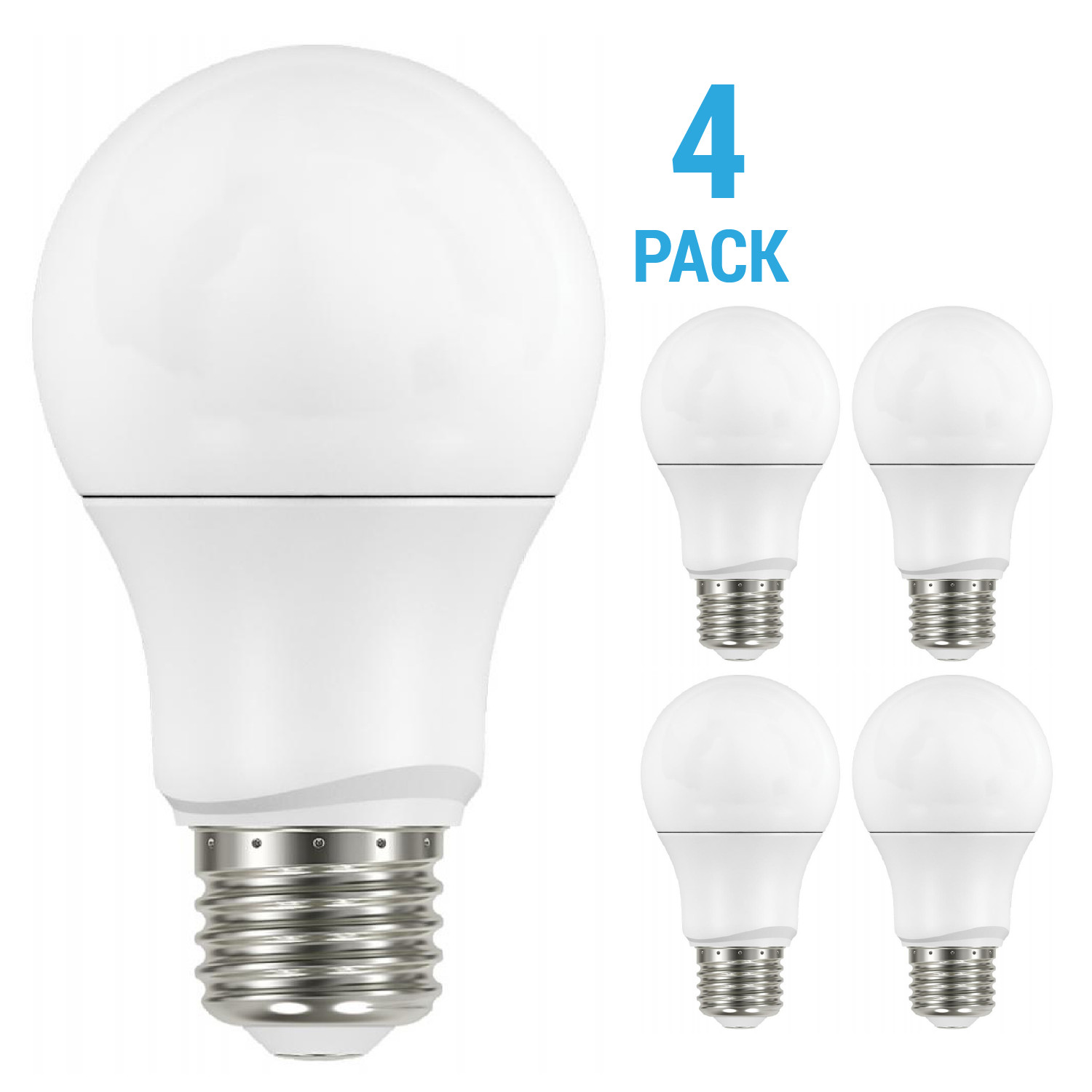 4 Pack Bulbs Satco S11415 LED 120V 9.5W 60W A19 Medium Base E26 3000k Warm White