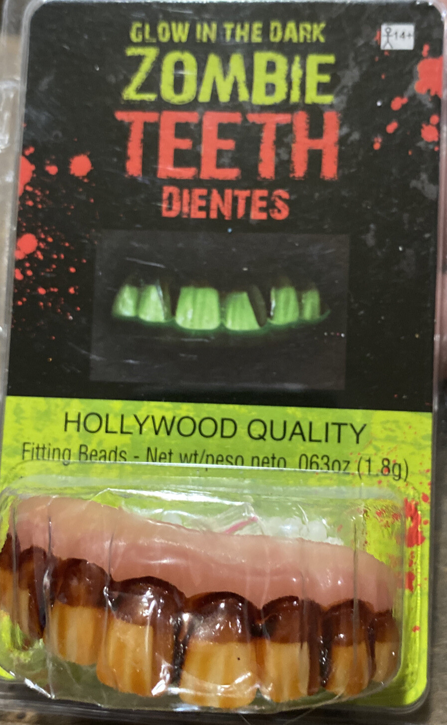 Billy Bob Products Glow In The Dark Zombie Teeth 1 Pair Glow In The Dark Zombie