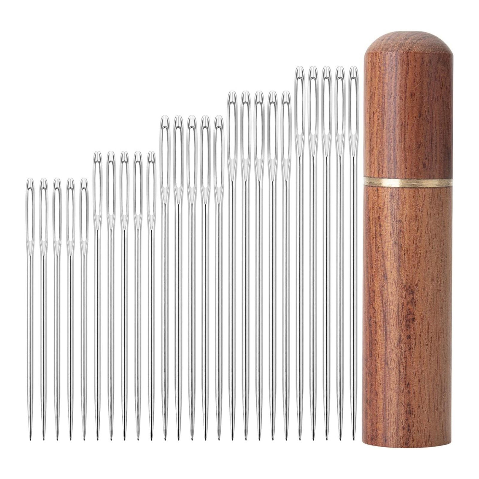 25Pcs Large Eye Needles Stitching Needle Hand Sewing Embroidery Needle With Case