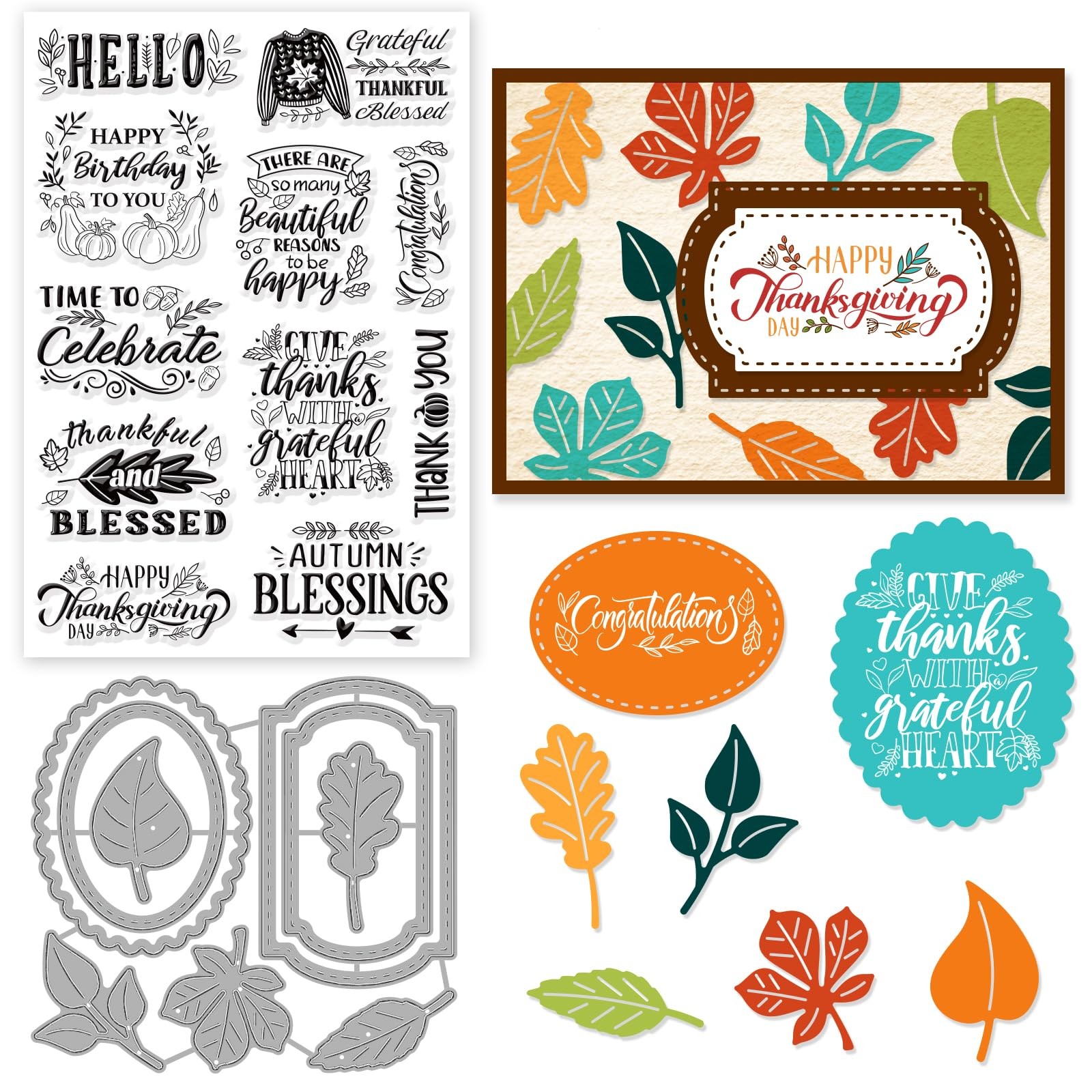 INFUNLY Words Stamps and Dies for Card Making Clear