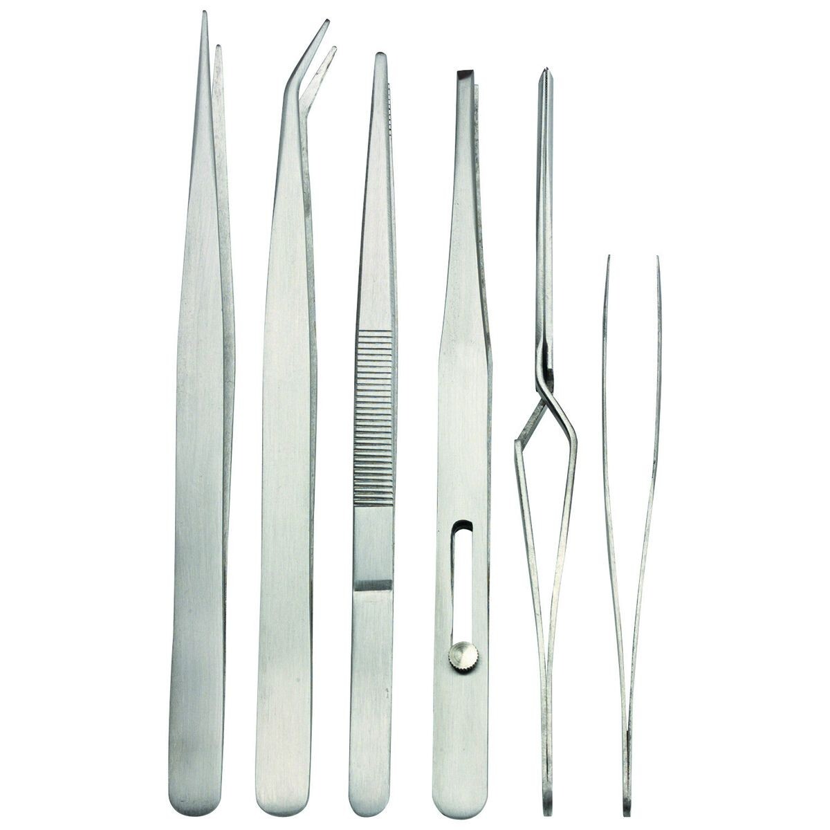 Stainless Steel Tweezers Set, 6 Piece