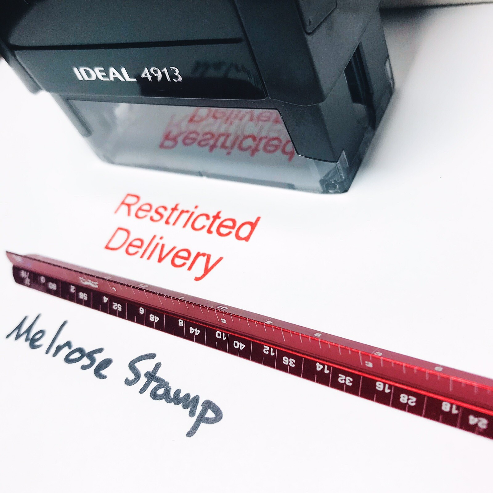 Restricted Delivery Rubber Stamp Red Ink Ideal 4913
