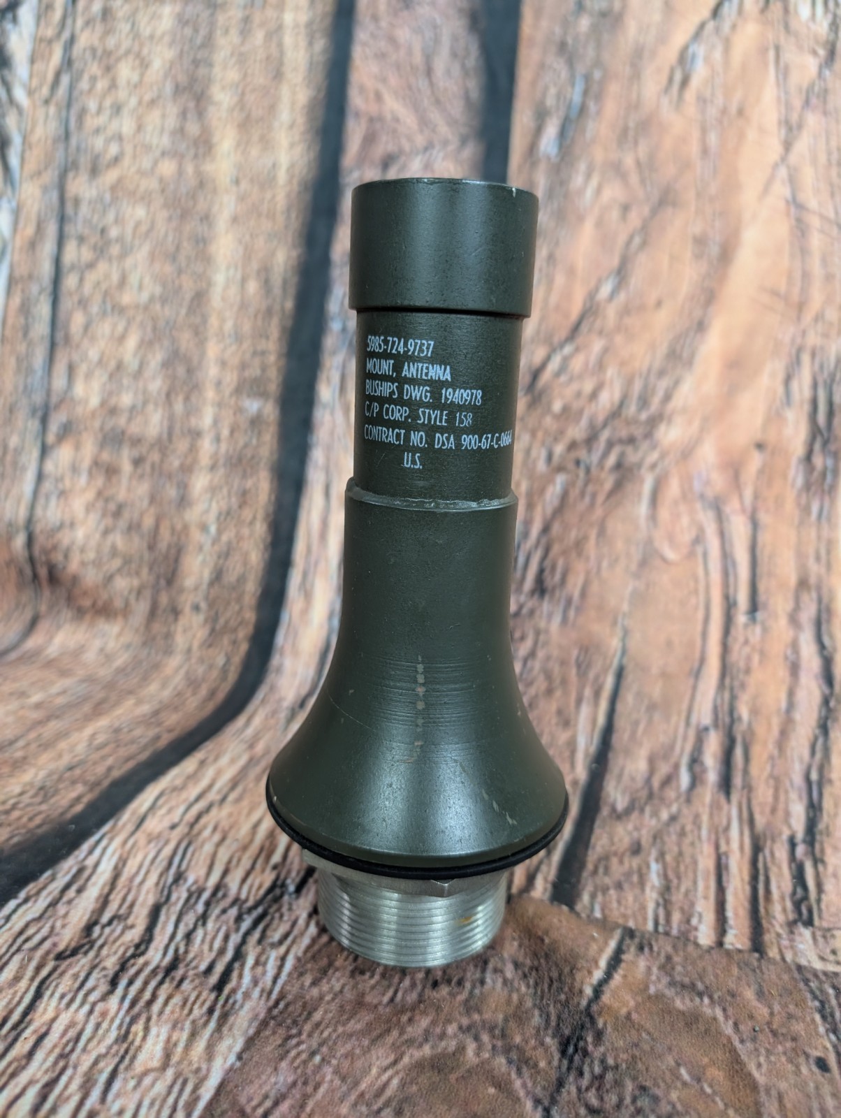 Rare US Army Military antennae mount 5985-724-9737 Buships Dwg C/P Corp Styl 158