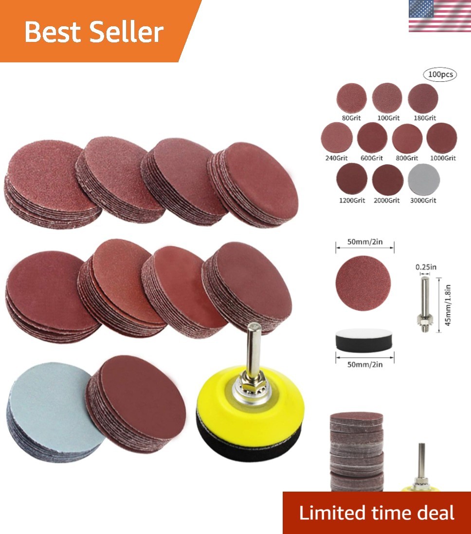 Versatile 2-Inch Sanding Discs Kit with 100pcs Silicon Carbide for Polishing