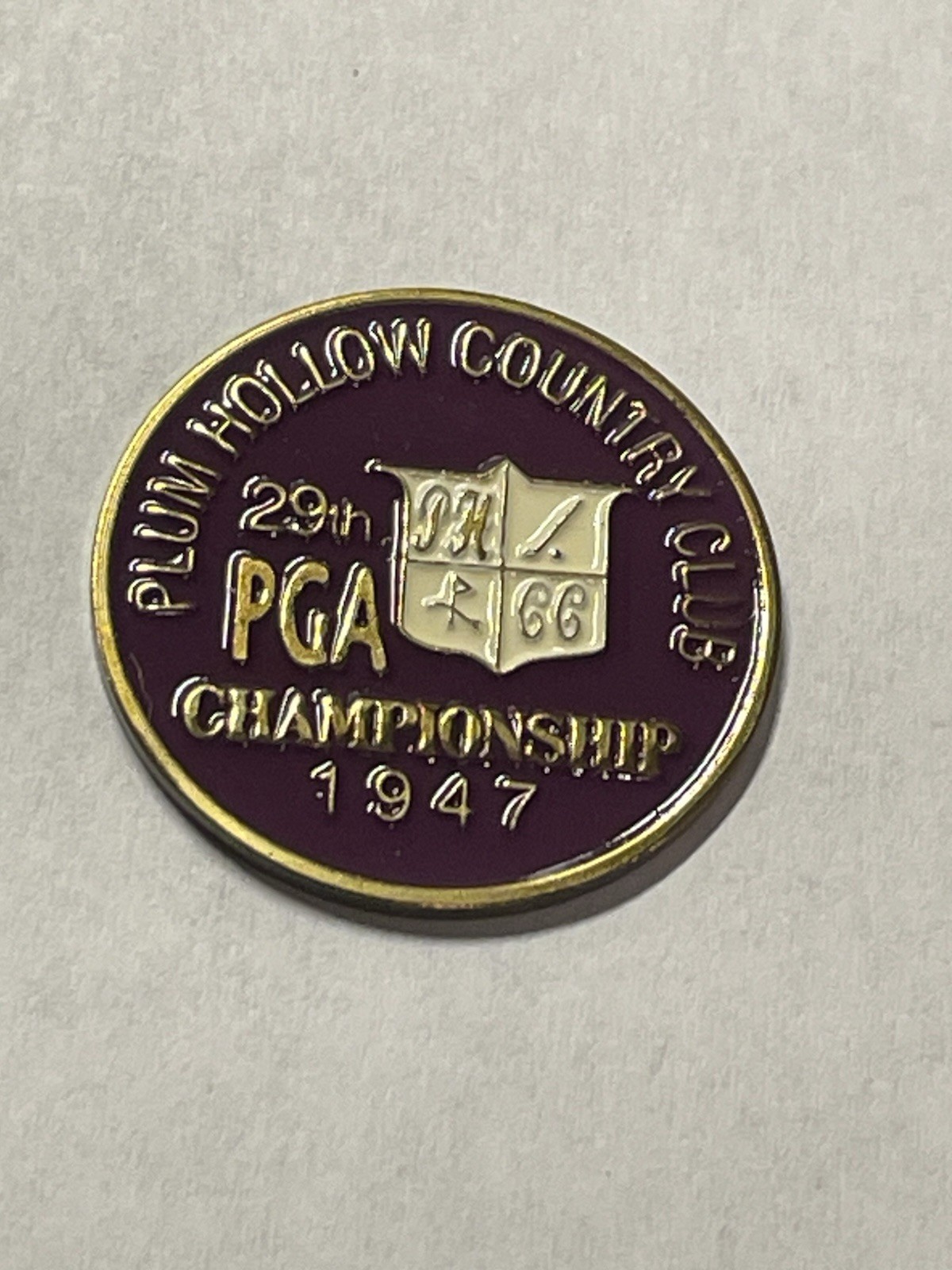 Rare 1947 PGA Championship 1" Coin Style Golf Marker - Plum Hollow Country Club