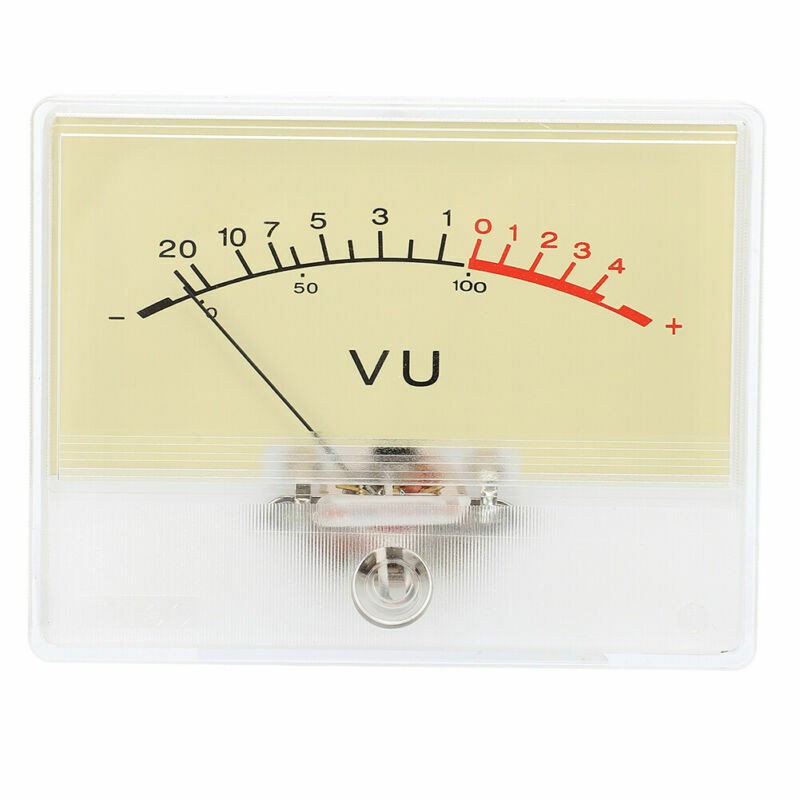 VU Meter Header with Light Bulb Audio Device Panel Amplifier Level Indicator