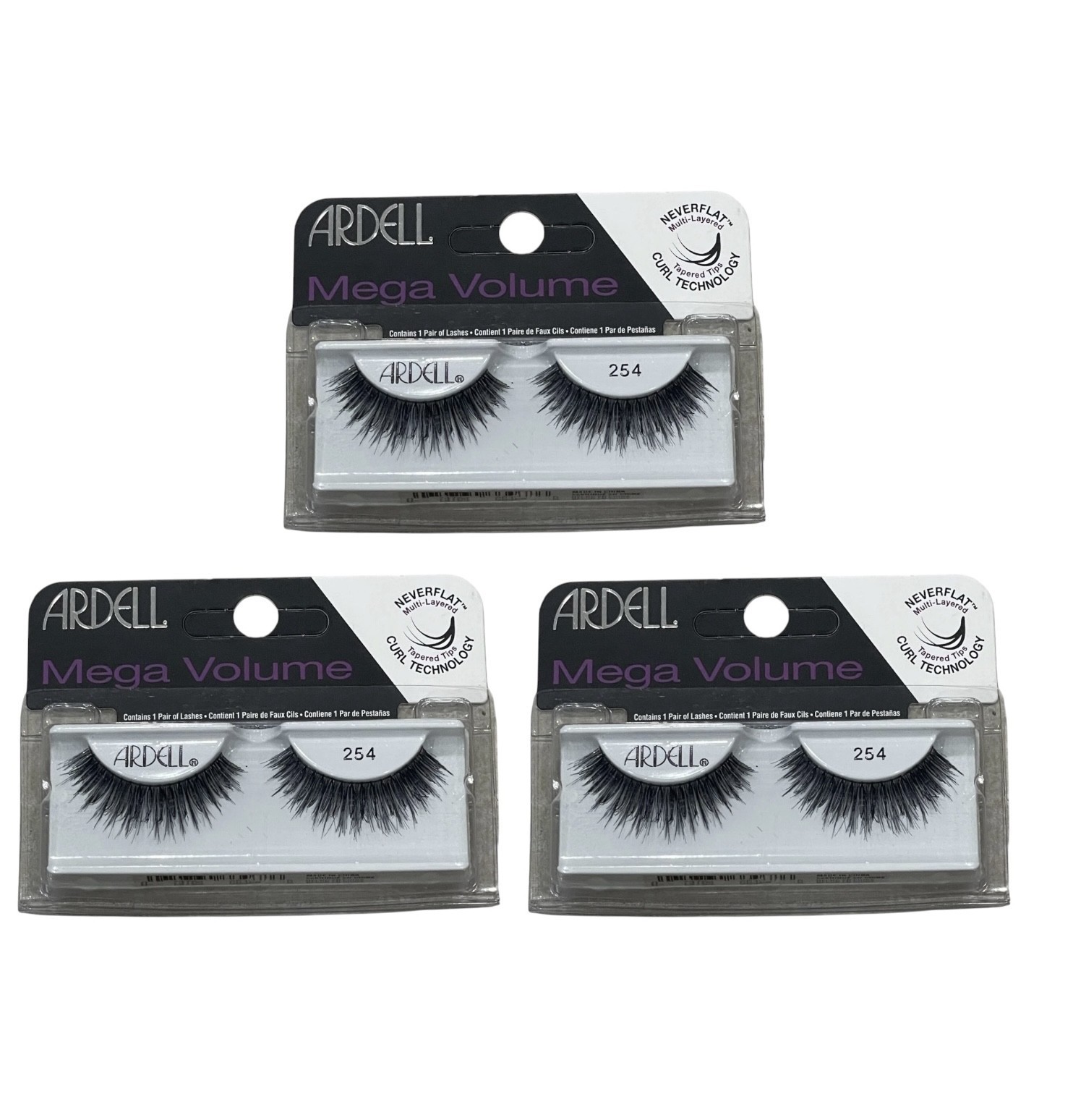 Lot Of 3 Ardell Mega Volume False Lashes Multi-Layered Eyelashes #254