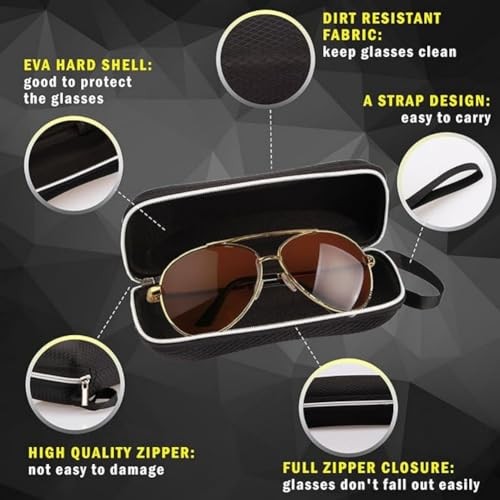 Semi-Hard Shell Sunglasses Case，Portable Zipper Eyeglasses Case，Protective Box