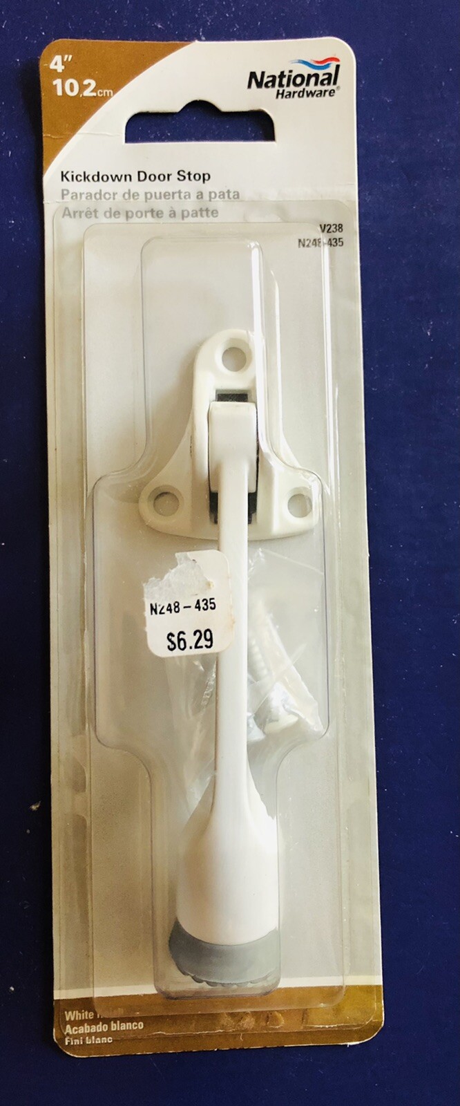 National Hardware N248-435 V238 Kickdown Door Stop in White