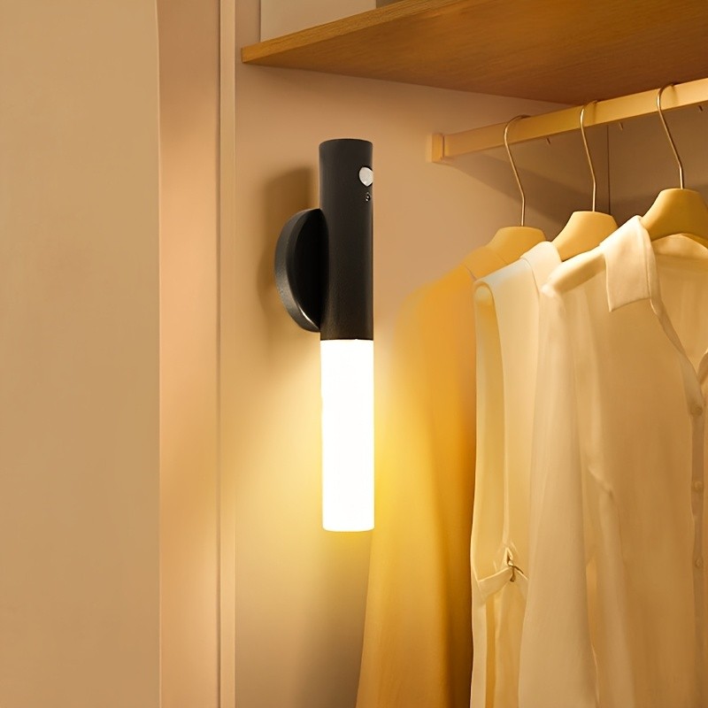 2 Pack Motion Sensor LED Night Light Lights USB Rechargeable Magnetic Wall Lamps