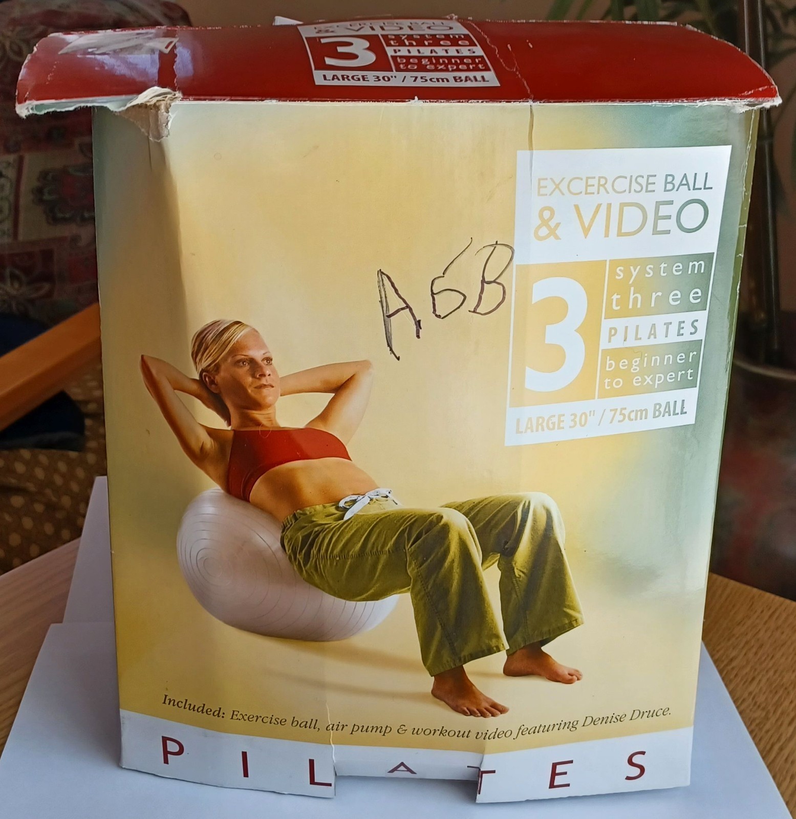 Vintage Pilates Exercise Ball 75cm Kit Pump + Sealed VHS Denise Druce System 3