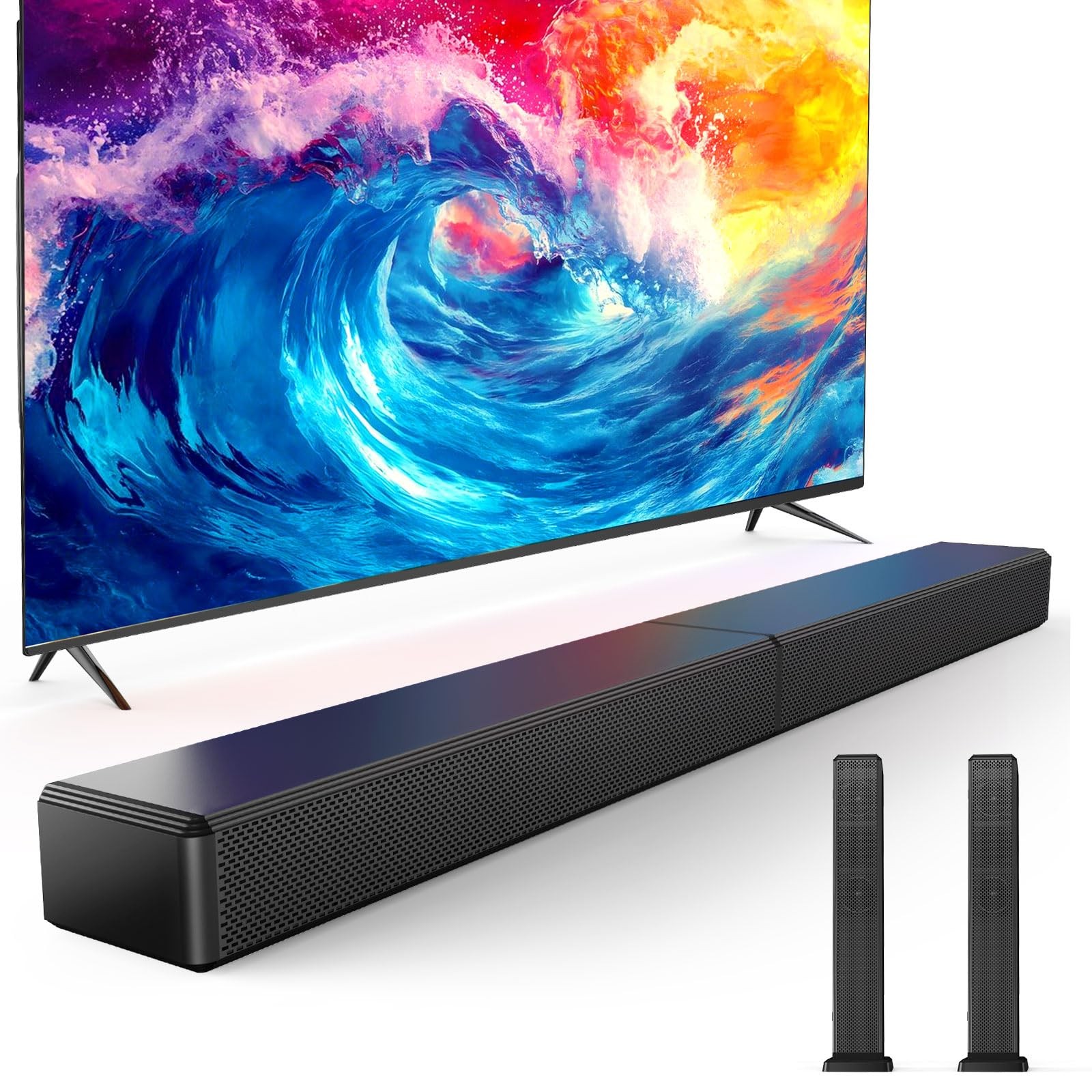 2.0 ch 100W Sound Bar for Smart TV, 2-in-1 Detachable Bluetooth 5.3 Speaker w...