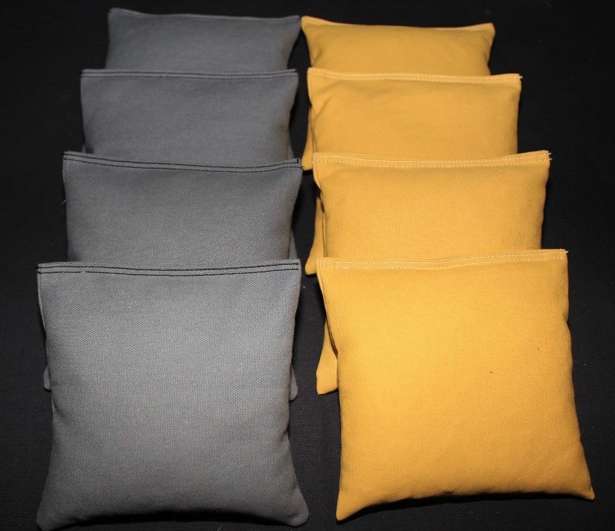ALL WEATHER CORNHOLE BEAN BAGS Dark Gray & GoldYellow Resin Filled WATERPROOF