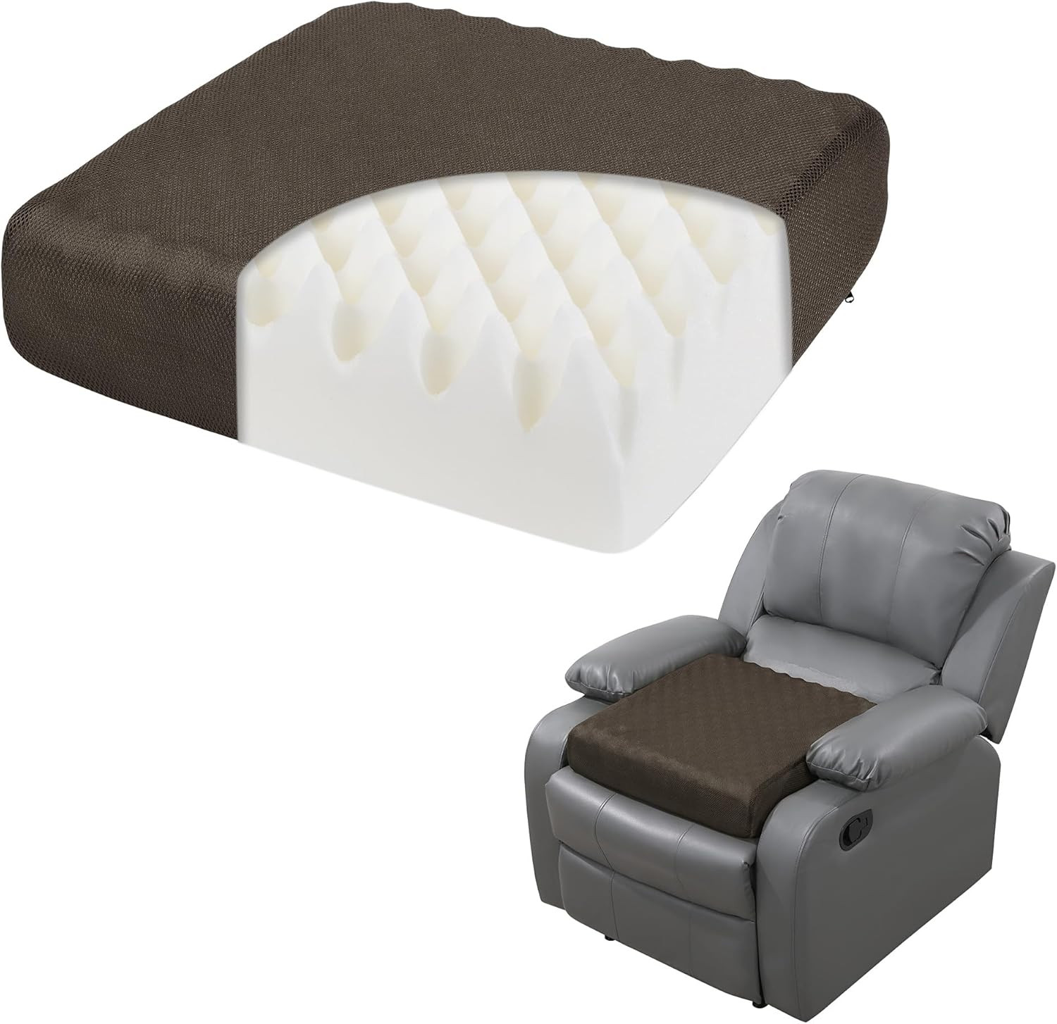 5" Thick Egg Shaped Foam Recliner Chair Cushion for Elderly, Thicken & Extra Lar
