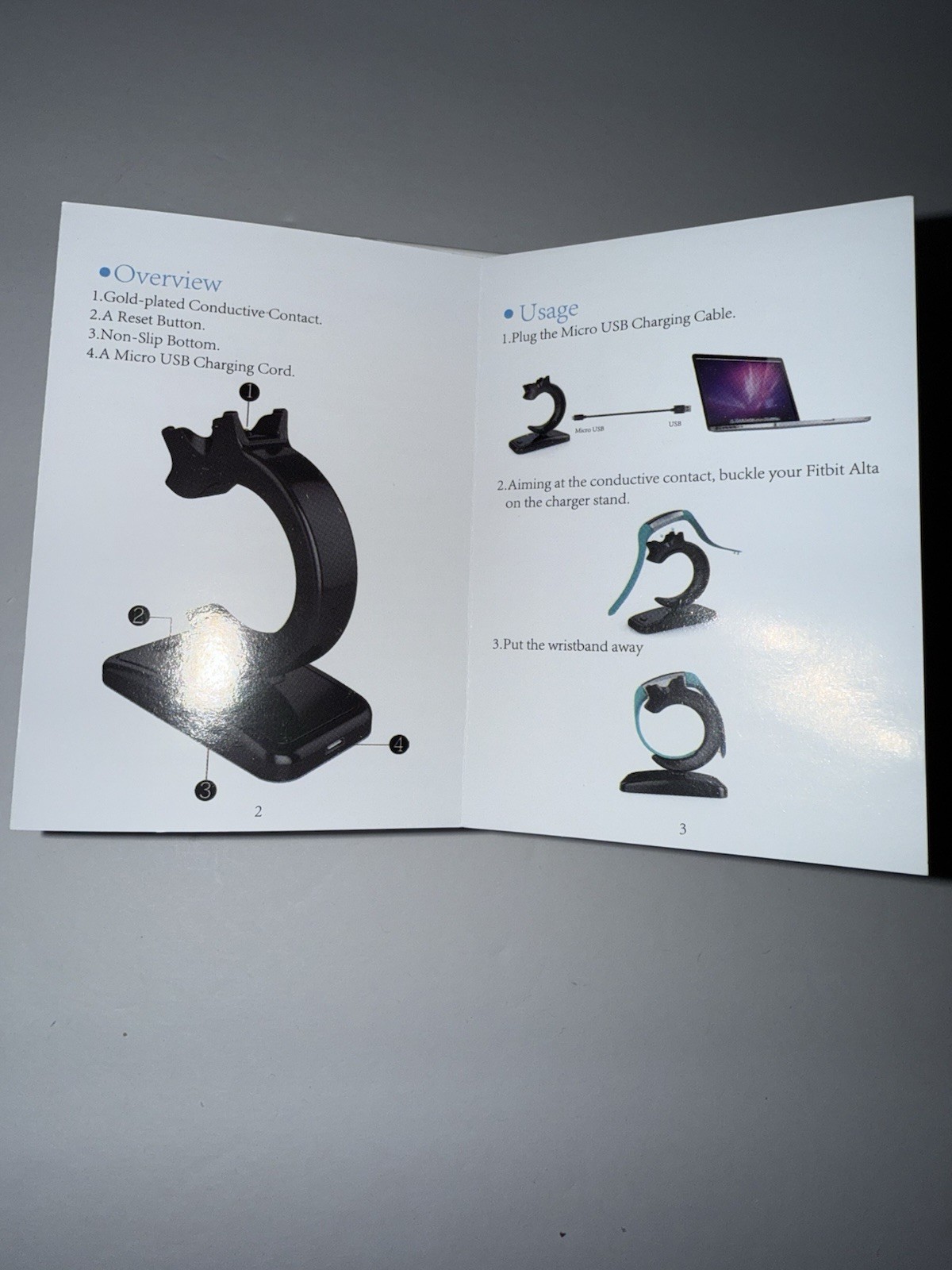 Fitbit Alta Charging Dock in Black with Welcome Guide Replacement