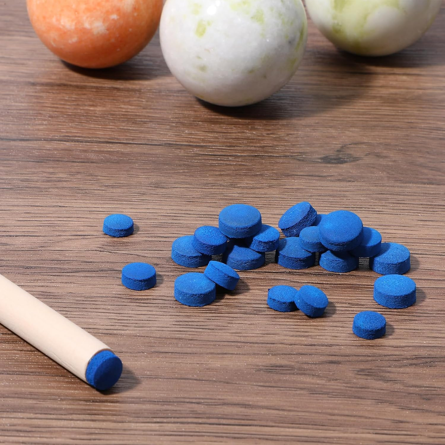 32Pcs Billiard Pool Cue Tips, 13/12Mm Blue Leather Pool Stick Replacement Tip...