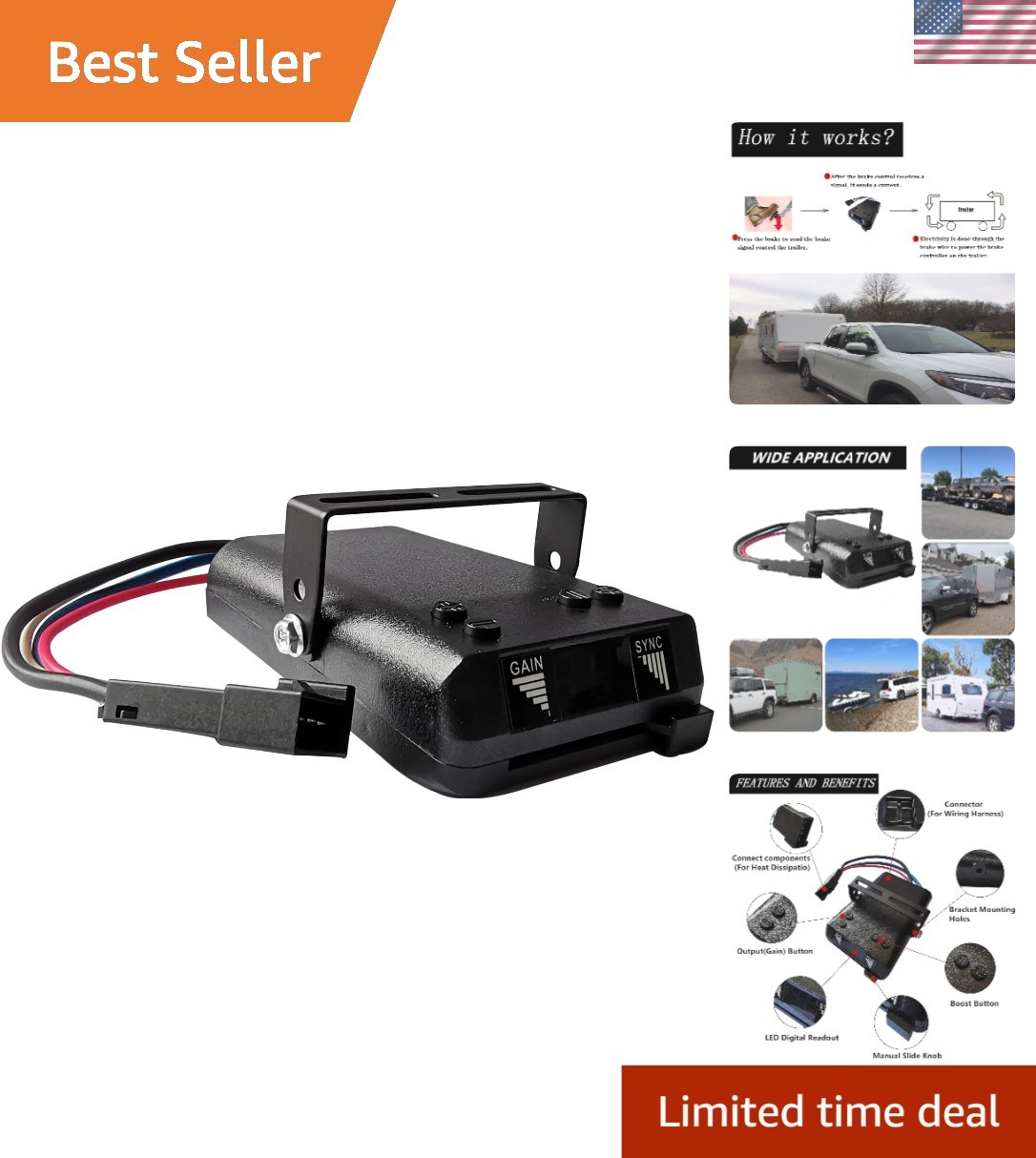Digital Electric Trailer Brake Controller for 1-4 Axles - Enhanced Towing Safety