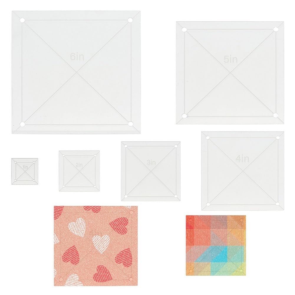 HOBBIESAY 6Pcs Quilting Template Acrylic 0.98-5.91 Inch Clear Square