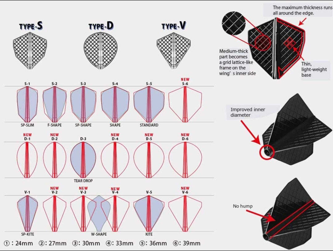 Fit Flight Pro Dart Flights - V Series - Black