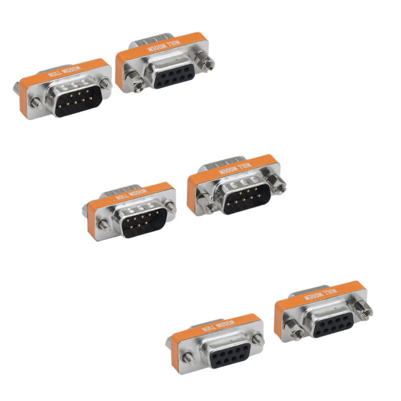 Mini NULL Modem DB9 9 Pin Male Female M/M M/F F/F Serial Adapter Gender Changer