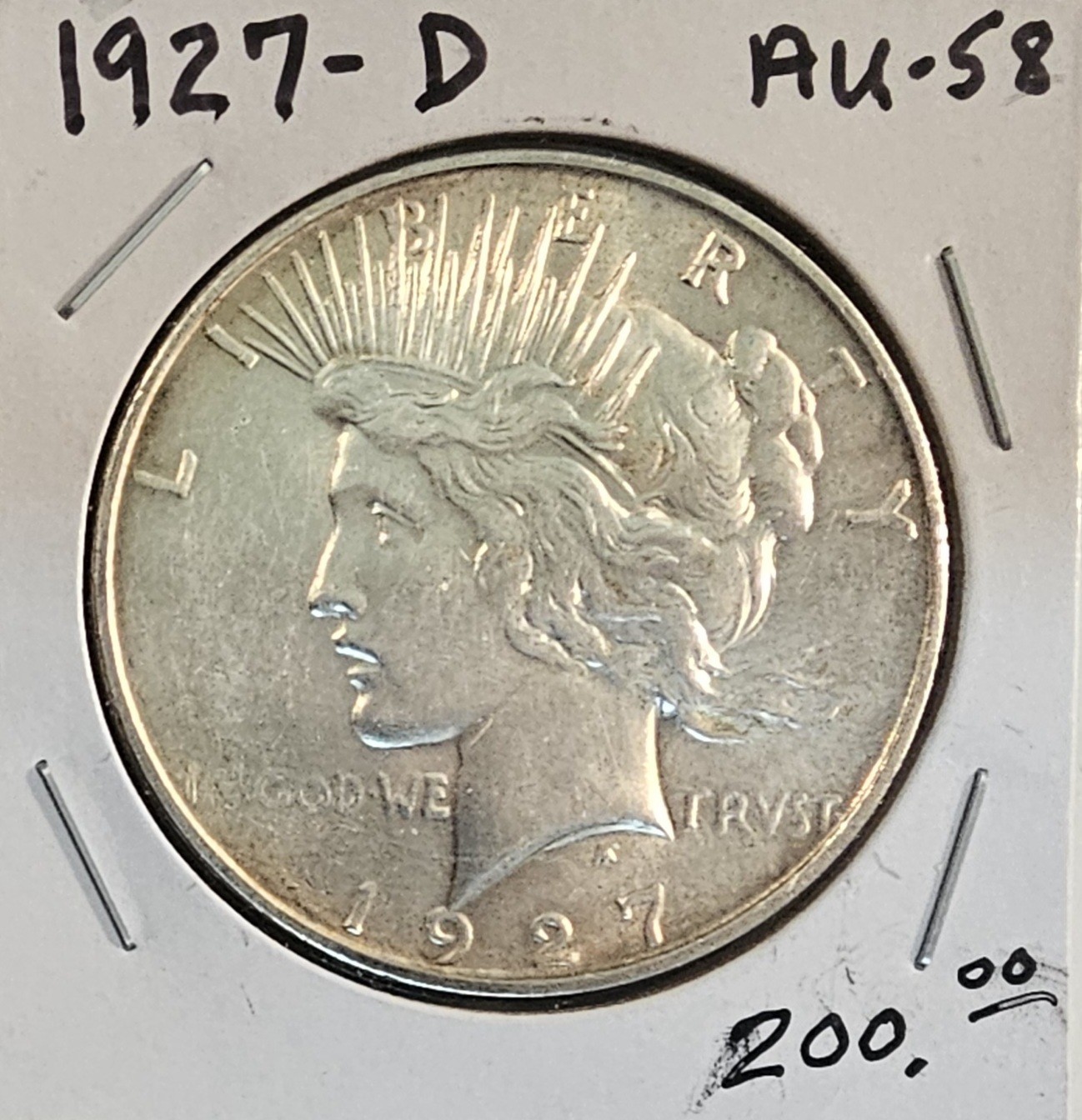 1927 D, U.S. SILVER PEACE DOLLAR