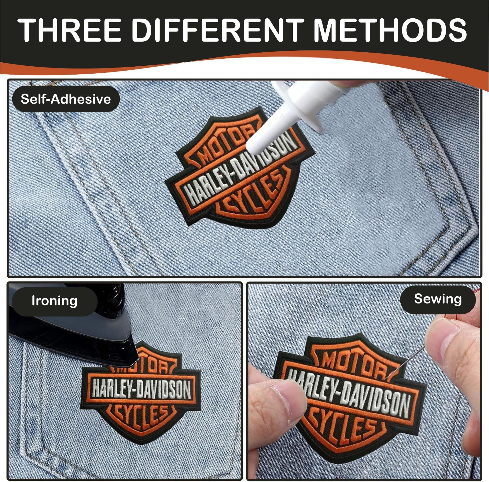 Harley Motorcycles Iron On Patch - Sew Patch - Embroidered Patch 4" x 3.2"