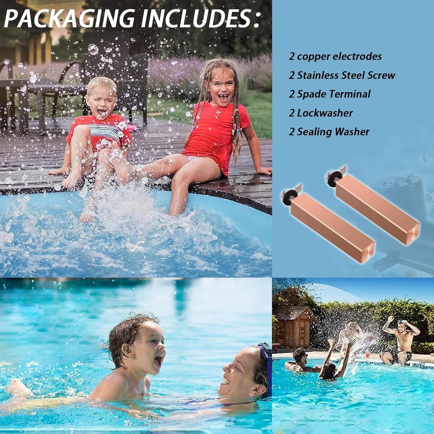 Swimming Pool Copper Electrodes Fits Power Ionizer Chamber,Replace Electrodes