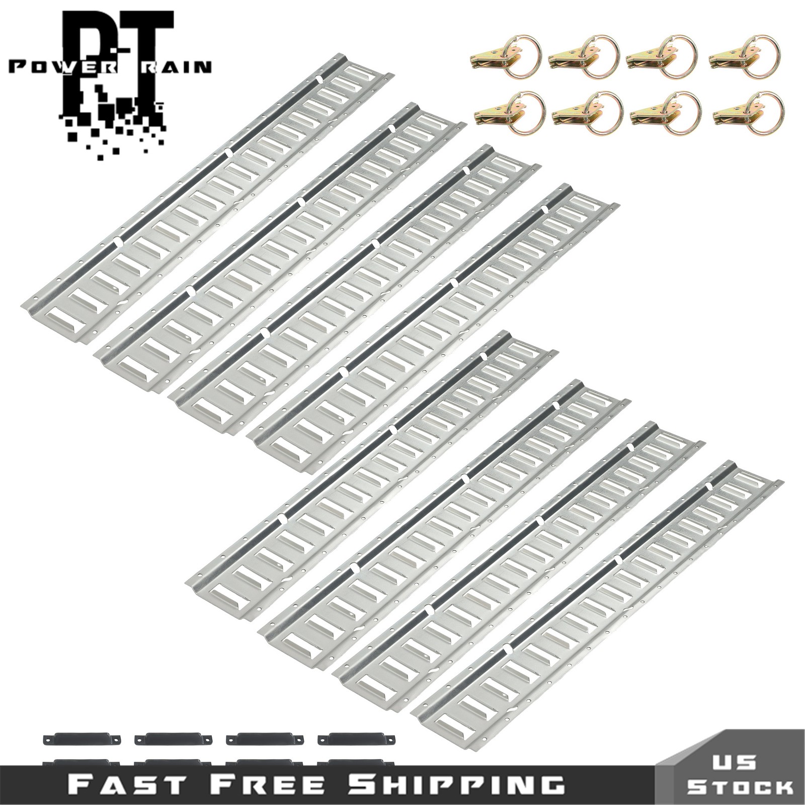24 Pack E Track Tie Down Rail 8x 3' E Track Rails 8x O-Rings 8x End Caps