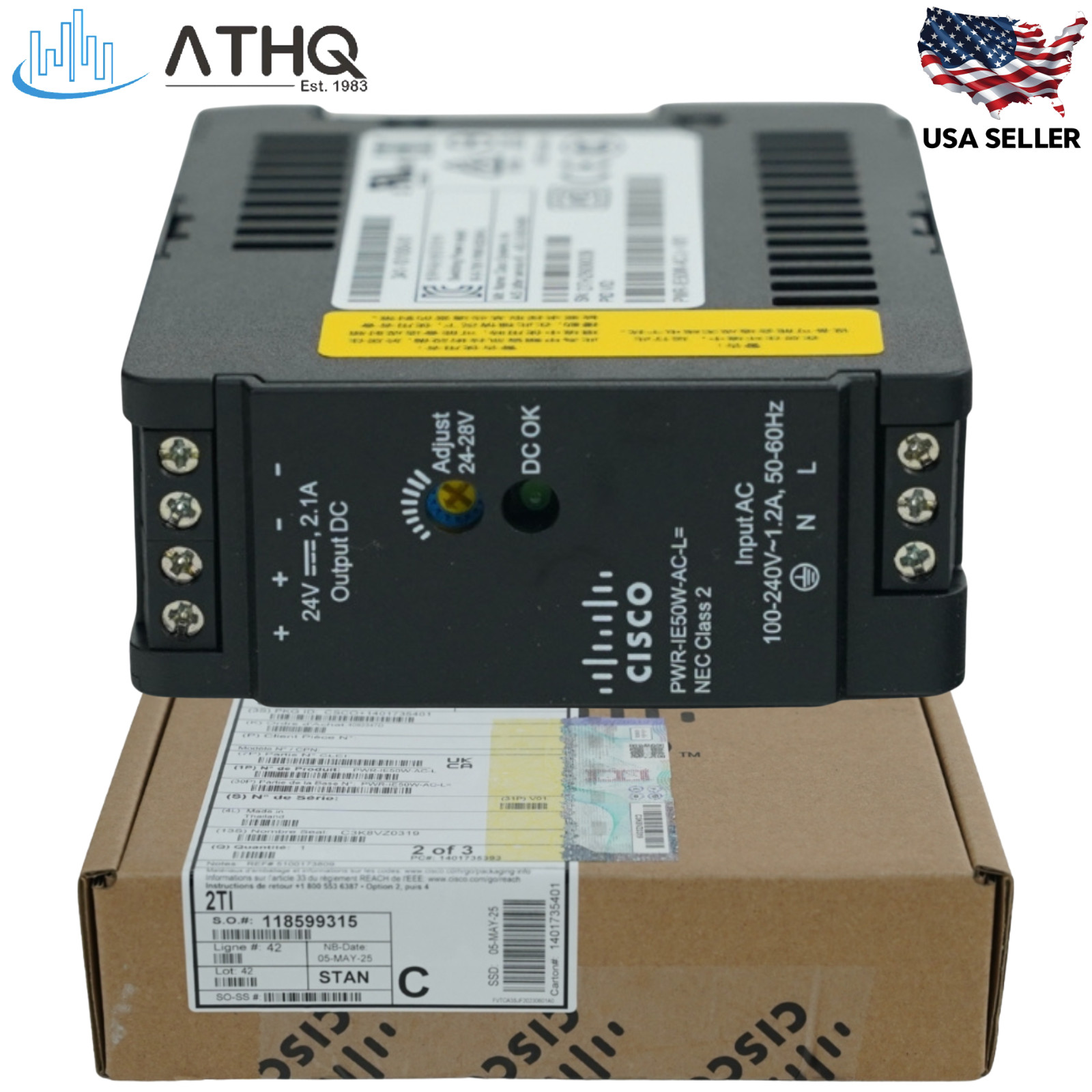 Cisco PWR-IE50W-AC-L Power Supply for IE3100/IE3200/IE3300/IE3400 Switches NEW
