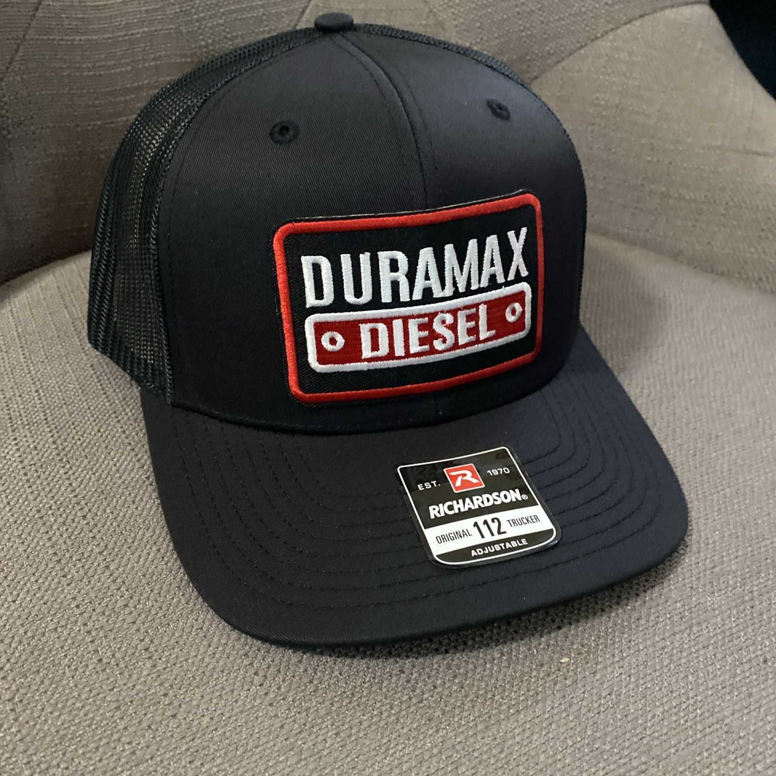 Black Duramax  Diesel  PATCH ON  richardson 112 Snapback  Hat Cap