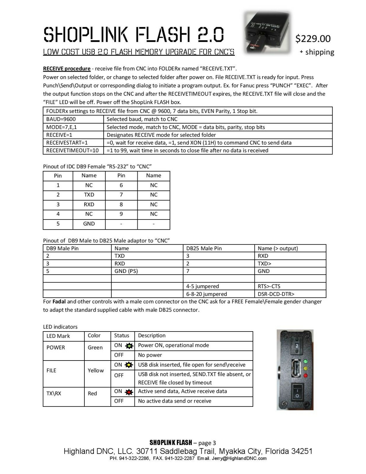 Fanuc USB FLASH memory upgrade for Fanuc CNC, Read-Punch-Drip feed thru RS232