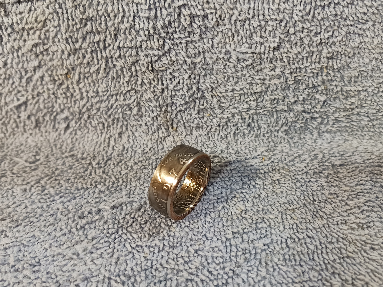 1974 Kennedy Half Dollars  size 10   coin ring  handmade mixed metals (B)