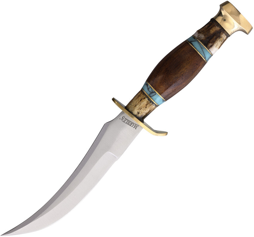 Marbles Fixed Blade Skinner Knife Wood/Stag/Stone Stainless w/ Belt Sheath