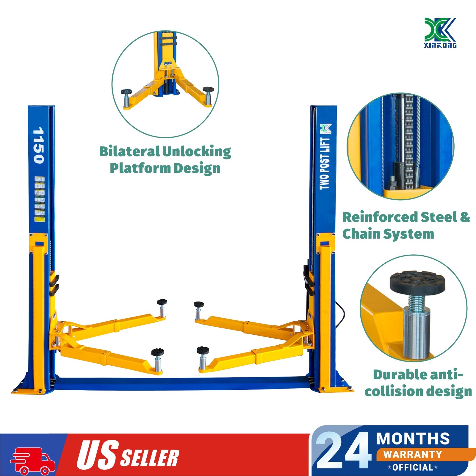 XK 1150 Auto Two Post Lift 11,500 LB Car Truck Hoist Hydraulic Garage Lift 220V