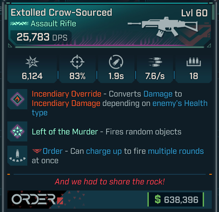 Borderlands 4⭐PEARLESCENT CROW-SOURCED ASSAULT RIFLE⭐INCENDIARY OVERRIDE