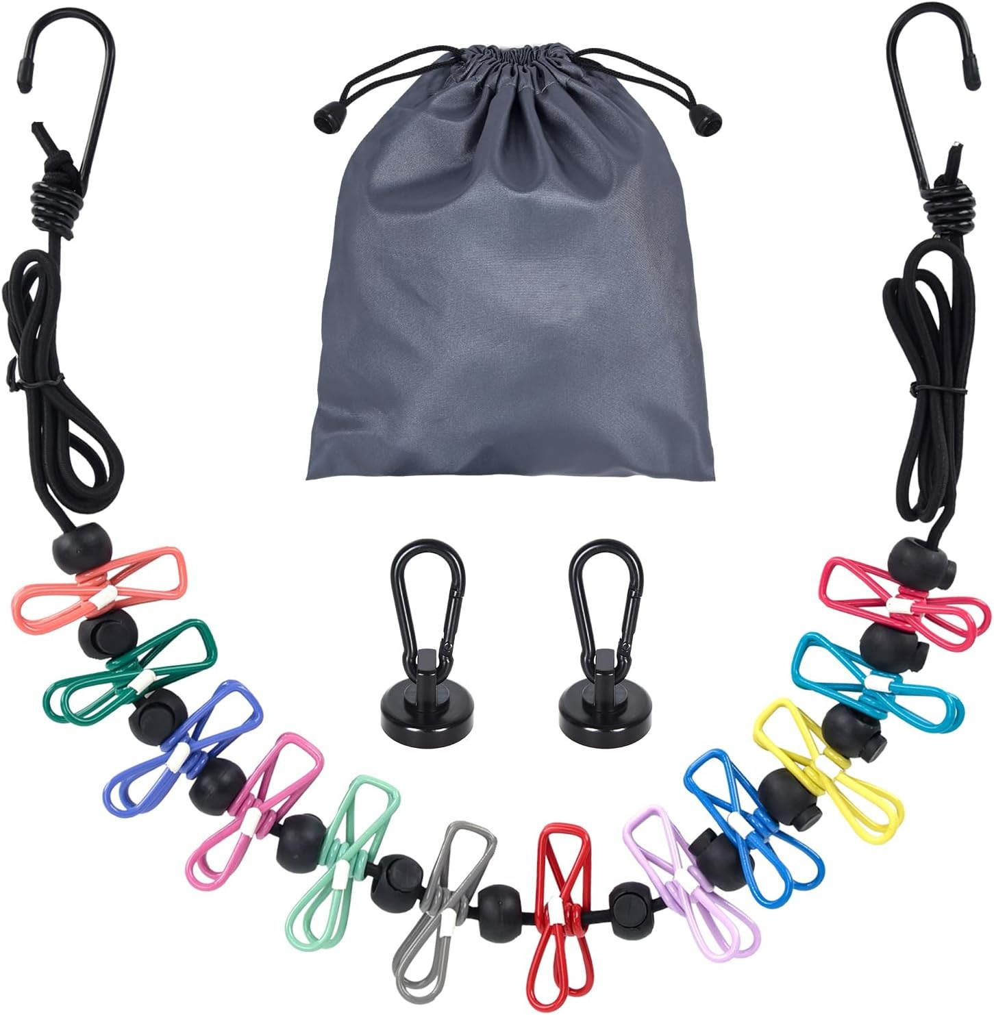 Magnetic Clothesline for Cruise Ship, Travel Clothesline with 12 Clothespins ...