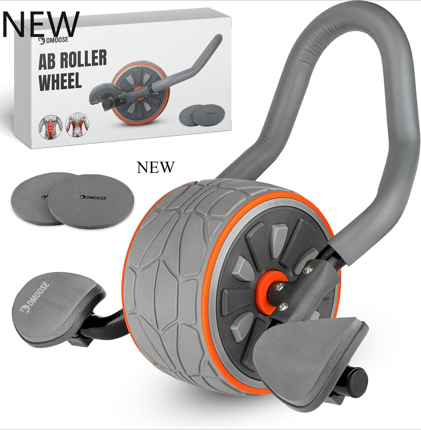 DMoose Fitness Ab Roller Wheel with Elbow Support&2 Knee Pads,Abdominal Trainer.