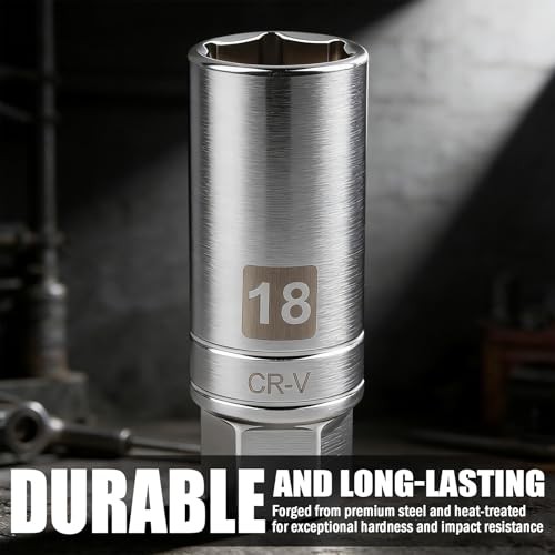 18mm Thin Wall Spark Plug Socket Magnetic,3/8" Drive Spark Plug Removal Tool