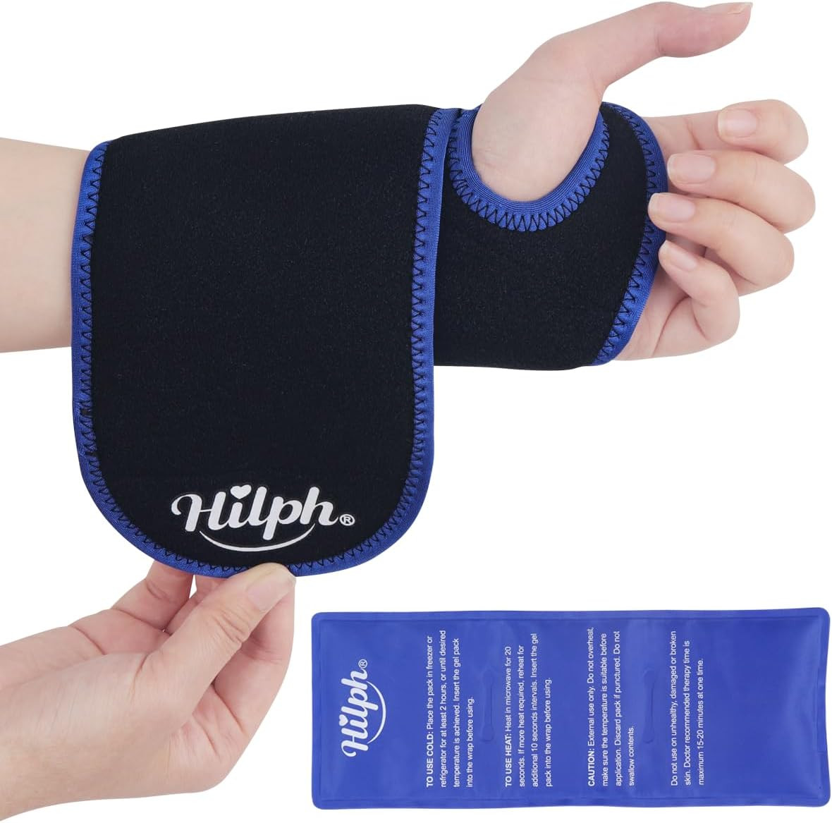 Wrist Ice Pack Wrap, Reusable Wrist Brace with Gel Hot Cold Compression Pack for