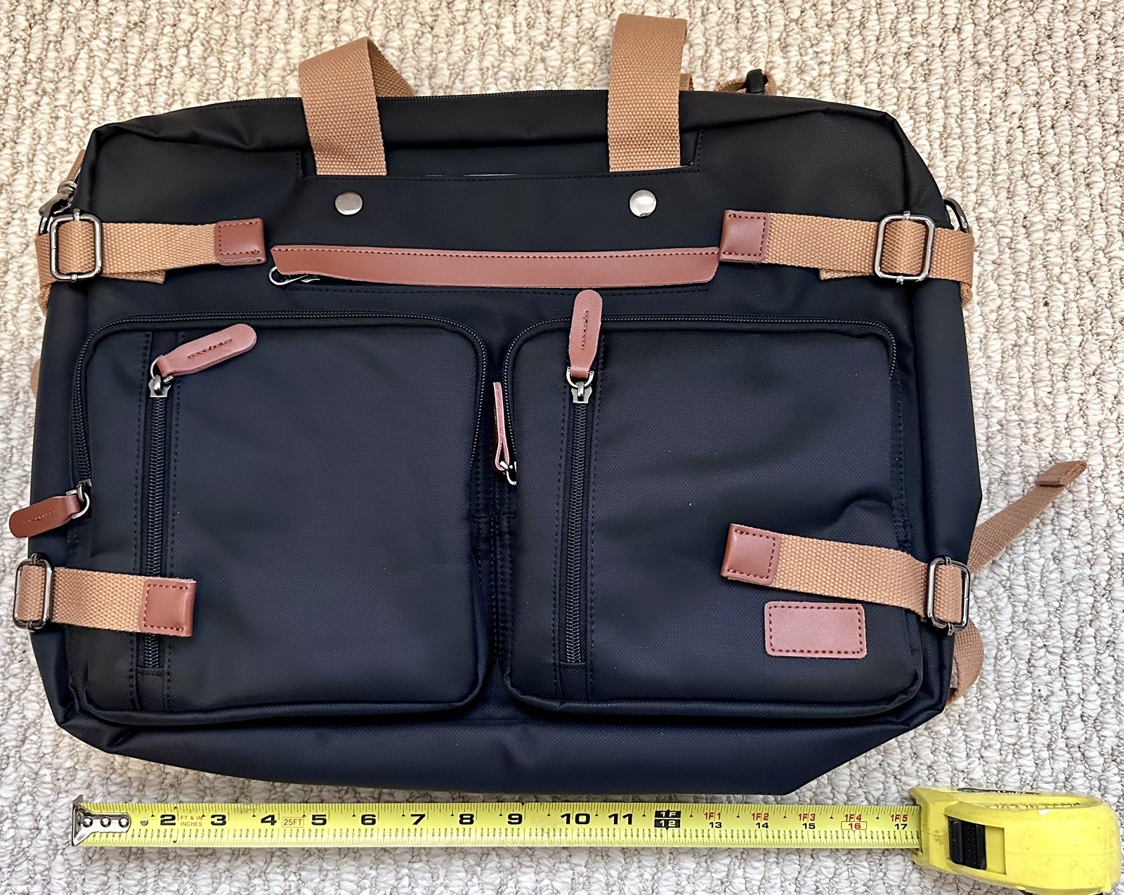 Convenient Side Open Black Laptop Bag with Adjustable Strap & Multiple Pockets