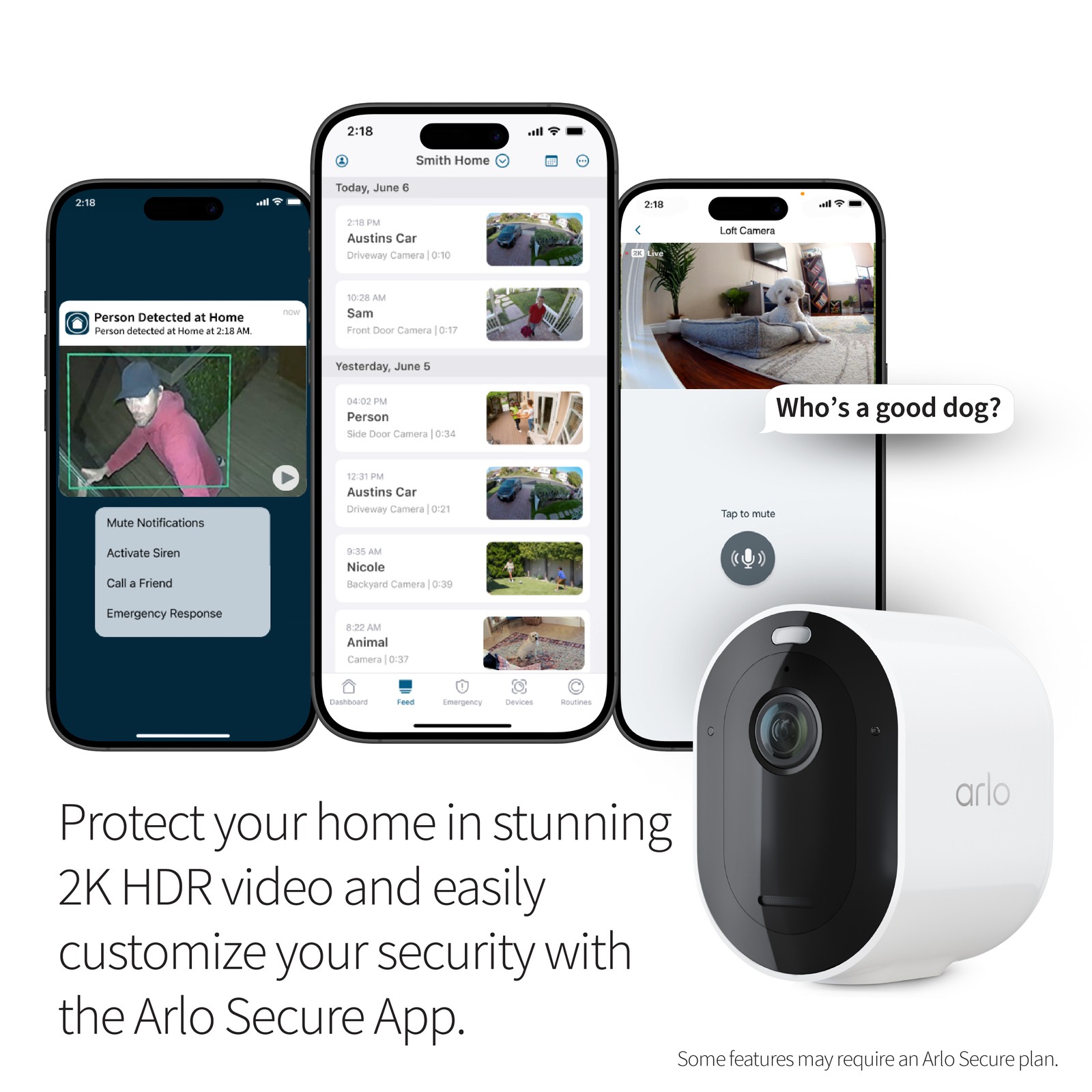 Arlo Pro 5S VMC4260P Camera, 2-Pack, White - Certified Refurbished