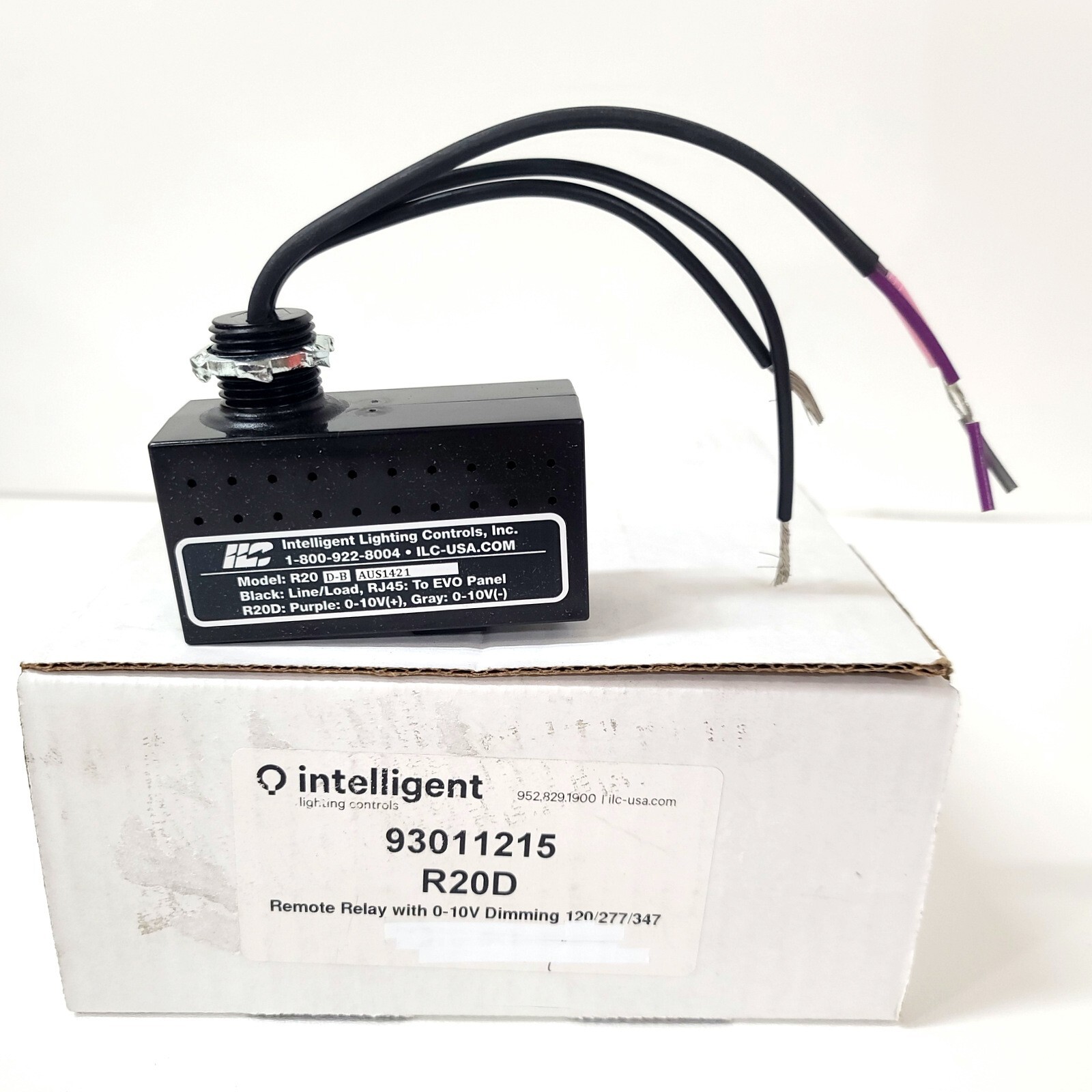 ILC R20D Remote Relay with Dimming CAT-5 ~ 0-10V Dimming ~ 120/277/347V ~ R20D-B