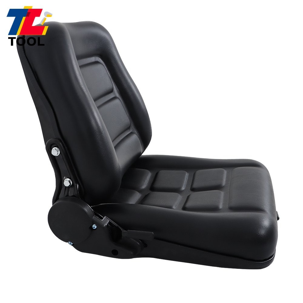 Universal Fold Down Forklift Seat with Adjustable Angle Backrest 0-90° Black
