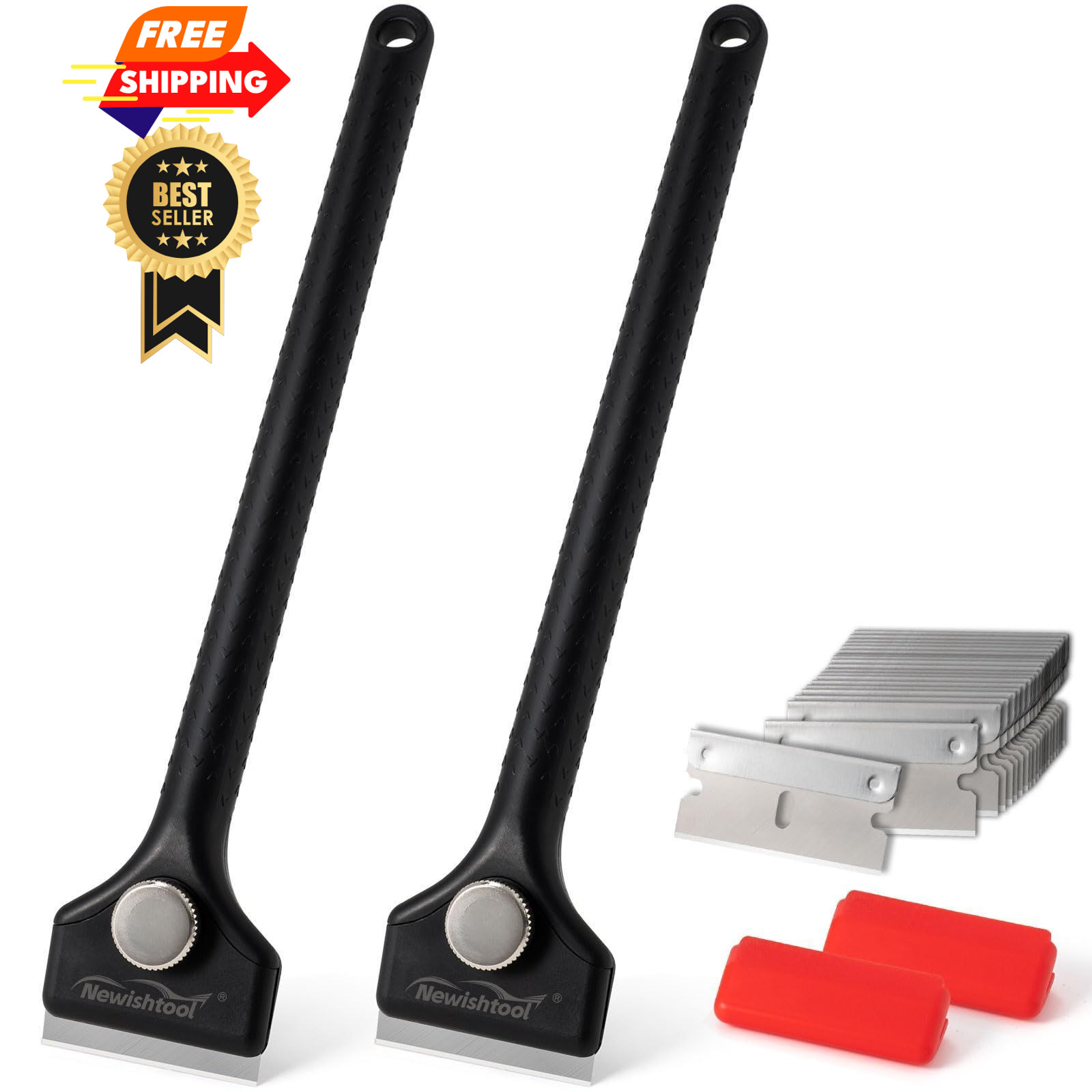 NEWISHTOOL Long Handle Scraper Tool Kit includes 2 Pcs Razor Blade Scraper...