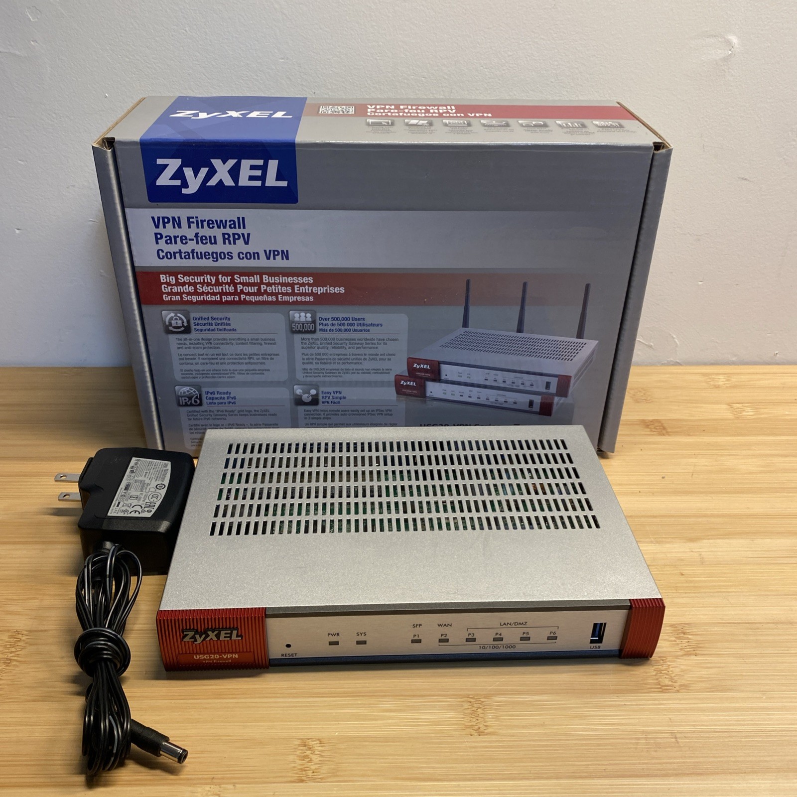 ZyXel Zywall USG 20 Unified Security Gateway VPN Firewall with Power Adapter