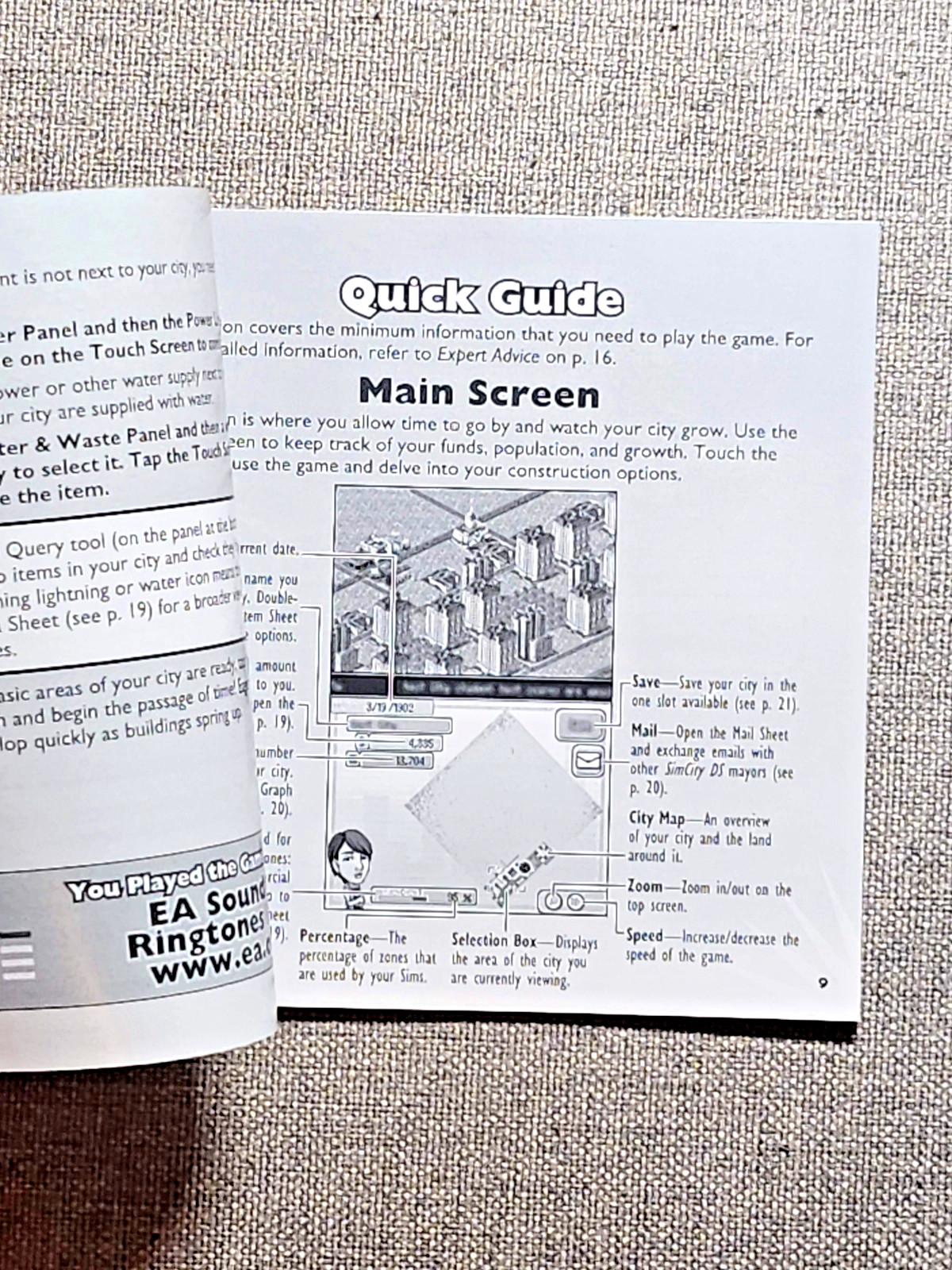 SimCity DS Instruction Manual Only - Nintendo DS