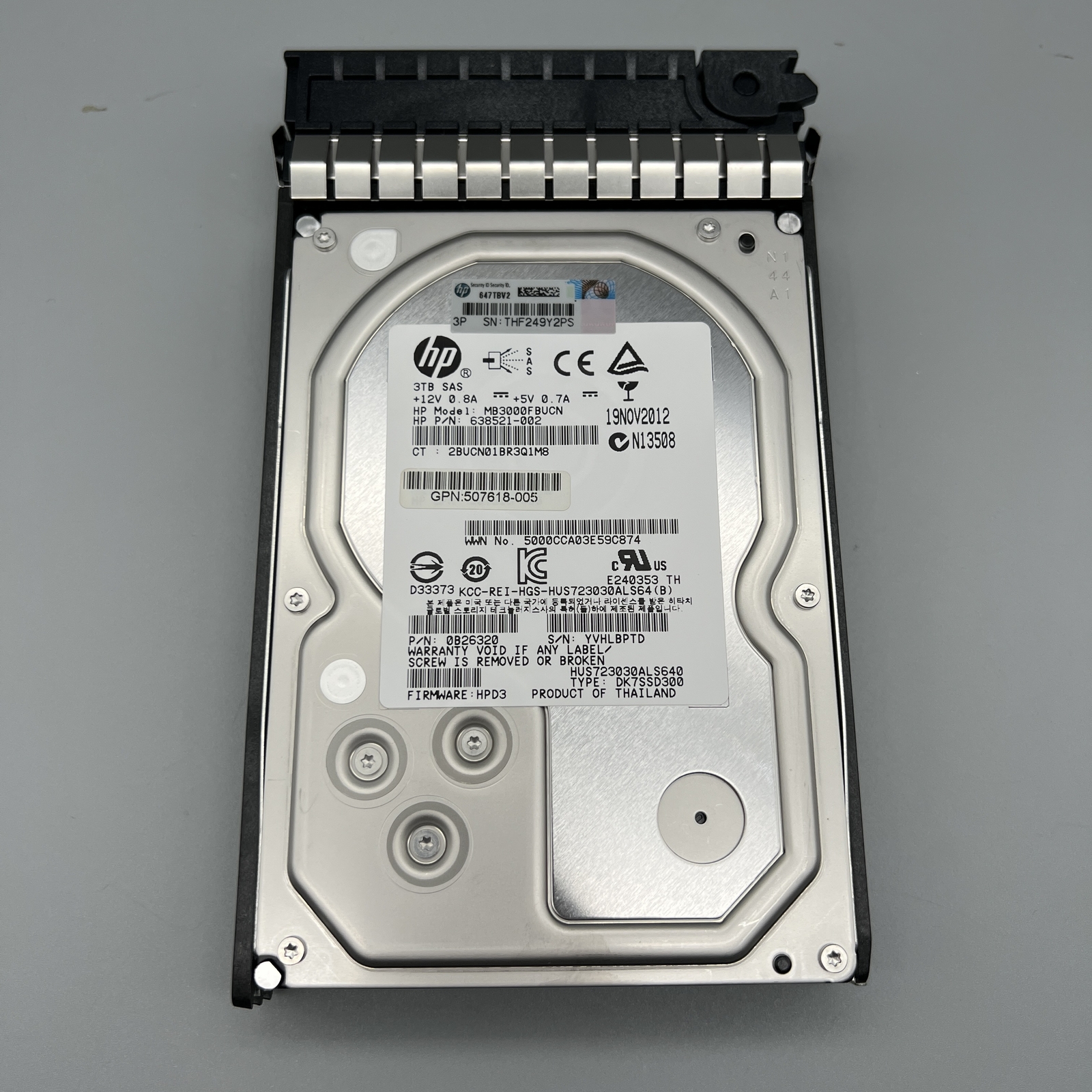 HP 507618-005 3TB 7200RPM SAS 6Gb/s Dual Port Midline Hot Swap HDD 638521-002